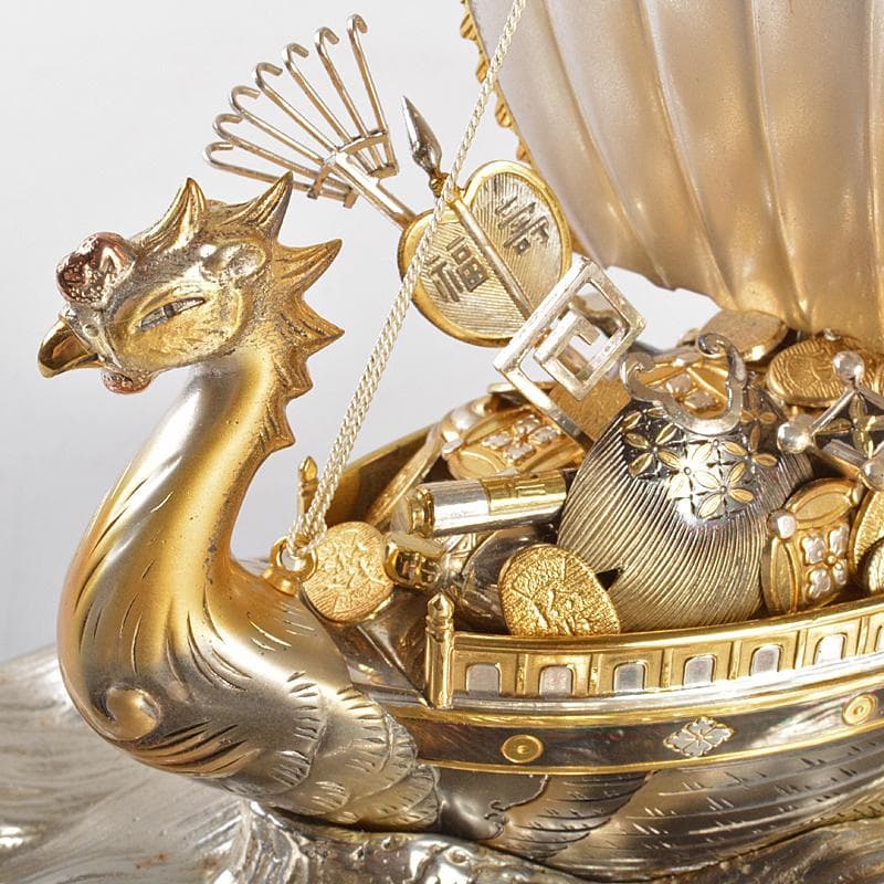 大阪尚美堂製　銀製　宝船　約287g　置物　ガラスケース付　F　R6756B