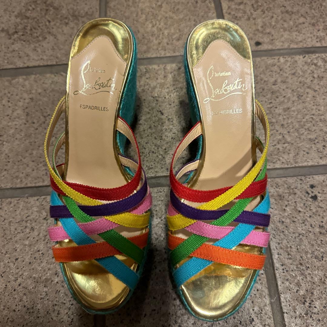 Christian Louboutin エスパドリーユ カラフル ウェッジヒール