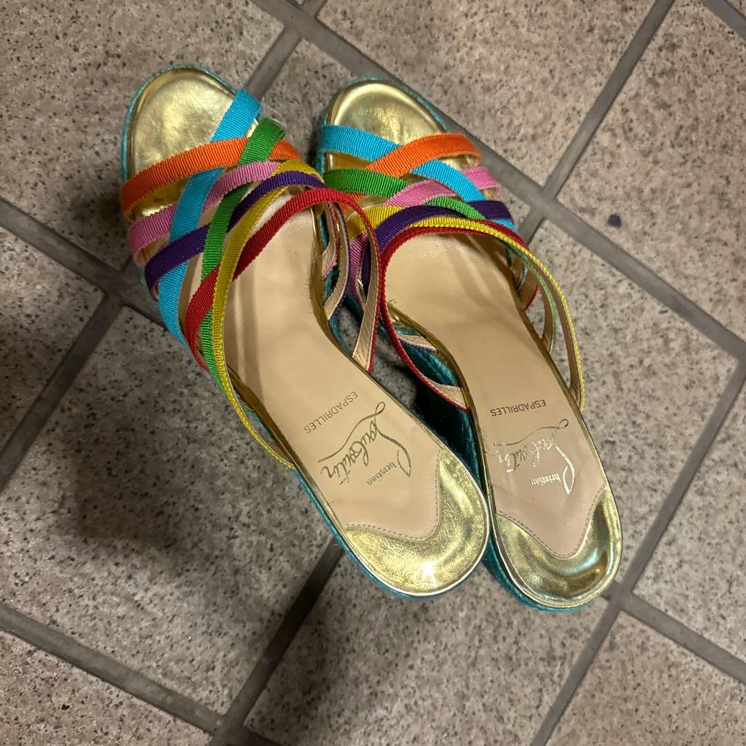 Christian Louboutin エスパドリーユ カラフル ウェッジヒール