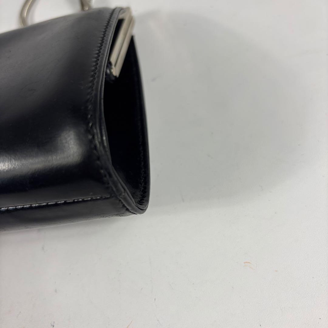 GUCCI ショルダーバッグ　 パテントレザー　 がま口　チェーン　ブラック