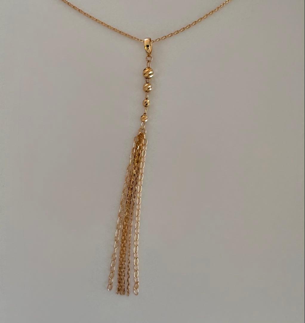 K18YG グリッタービーズ・フリンジチャーム