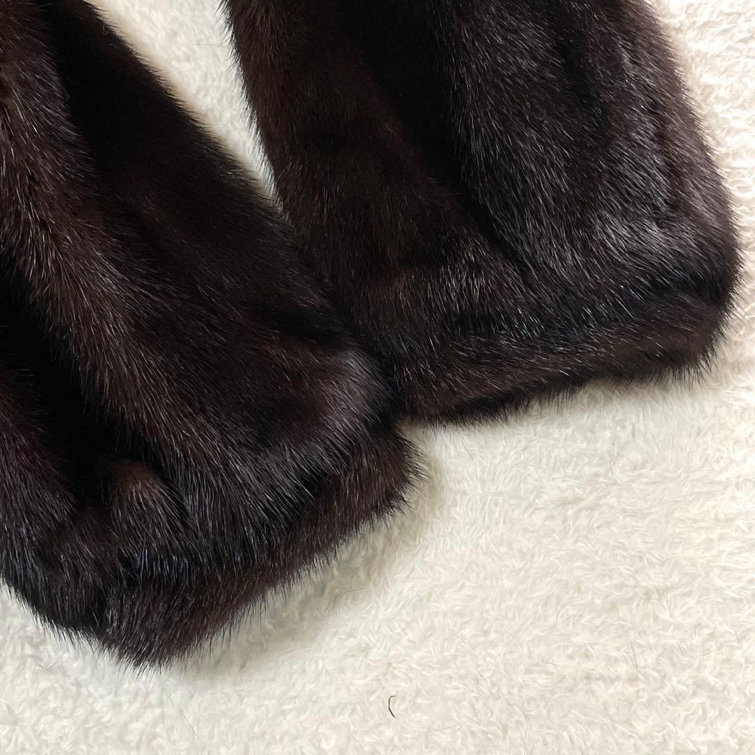 ミンク 花柄刺繍 本毛皮 コート 毛並み◎ なめし柔らか サイズL相当