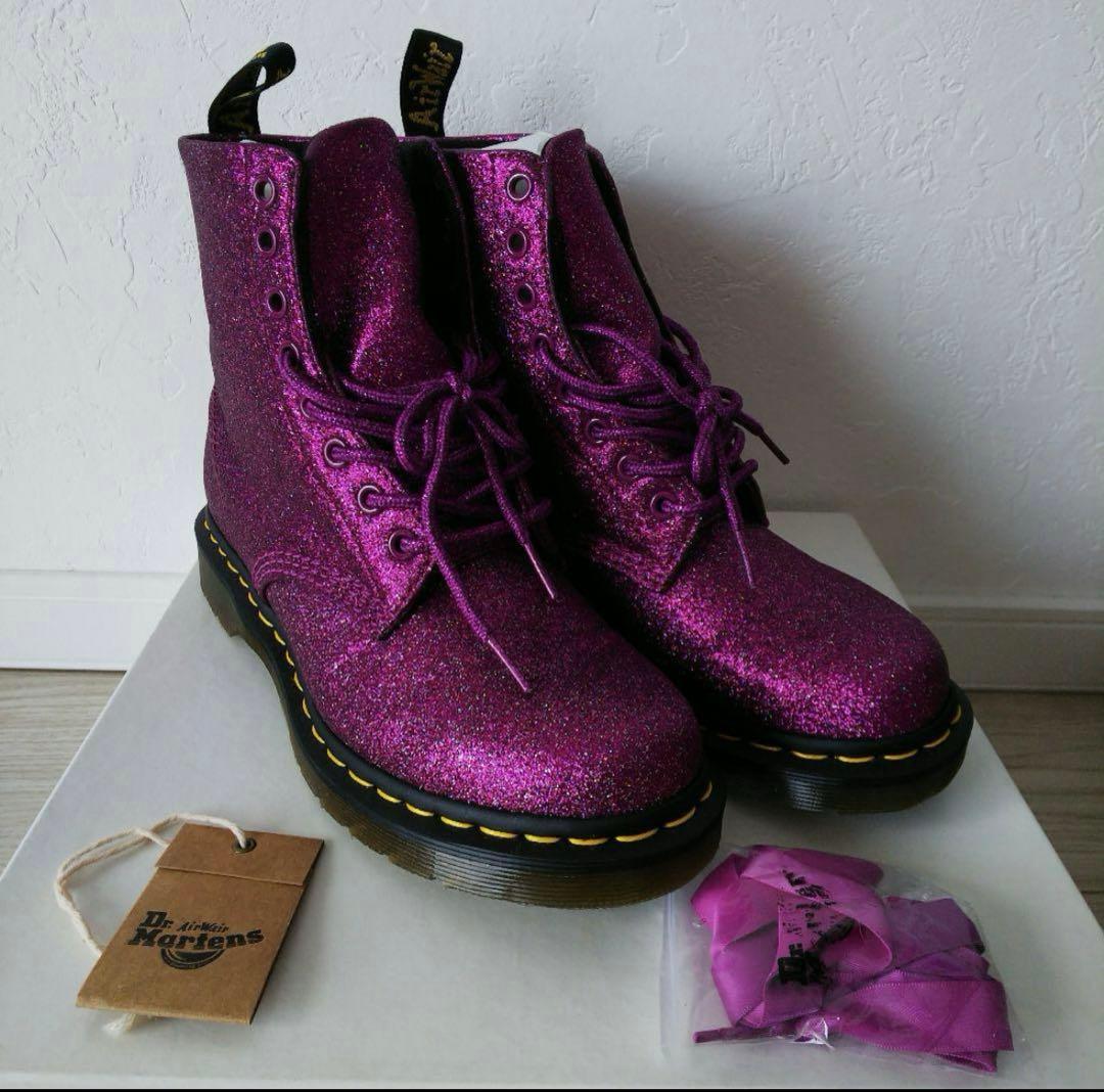 ドクターマーチン ブーツ グリッター ラメ ピンク パープル ＵＫ６．５