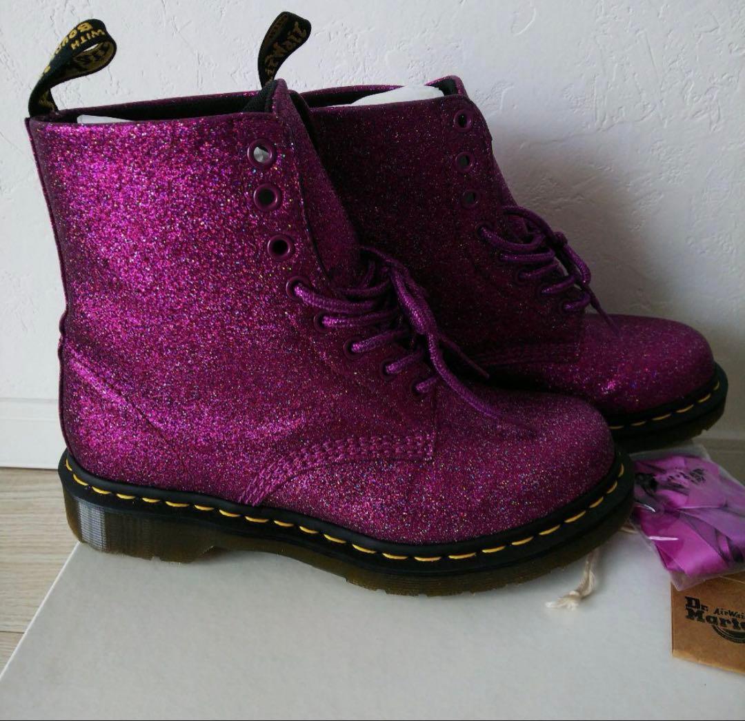 ドクターマーチン ブーツ グリッター ラメ ピンク パープル ＵＫ６．５