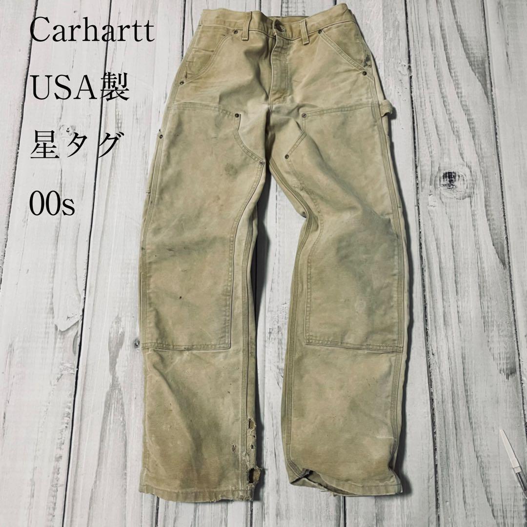 USA製希少00s星タグCarharttカーハートダブルニーフェードヴィンテージ