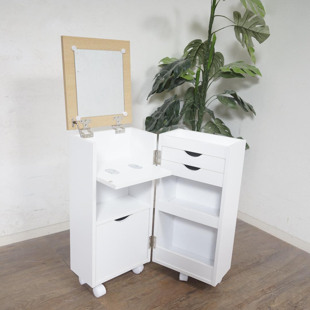 フォロー割【新品】コスメワゴン　大容量収納　ドレッサー　シンプル　北欧風