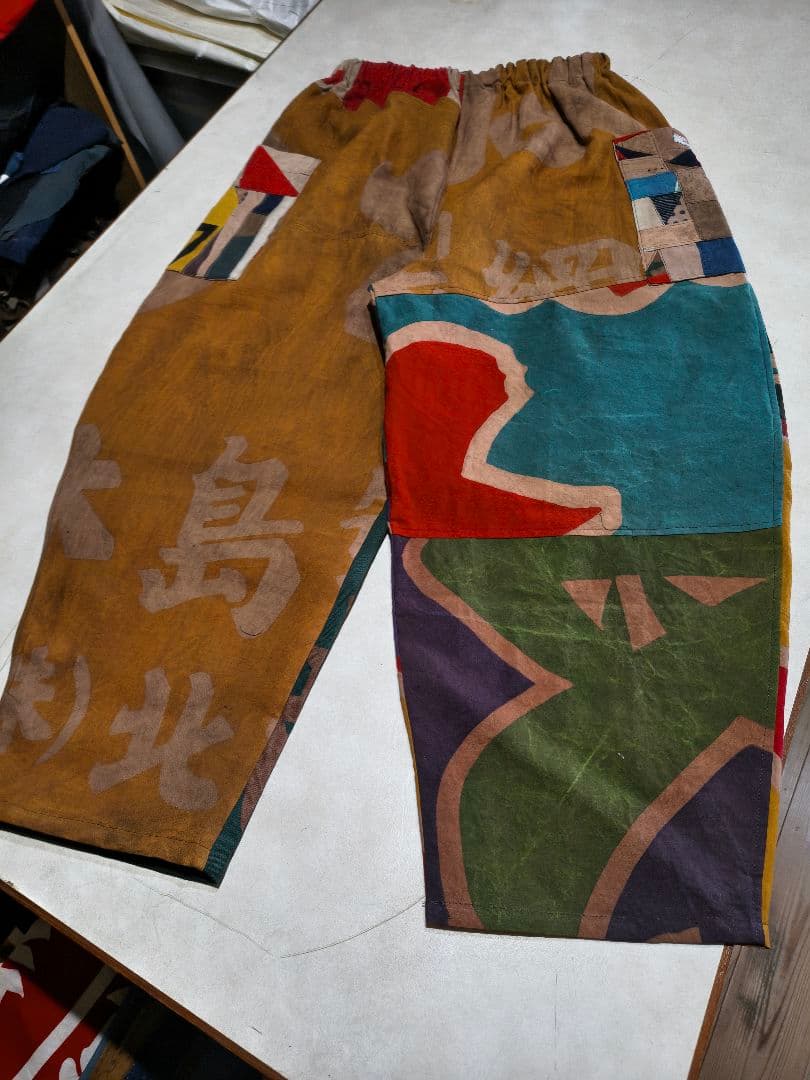 ★大漁旗のパンツ★柿渋鉄焙煎★手作り★