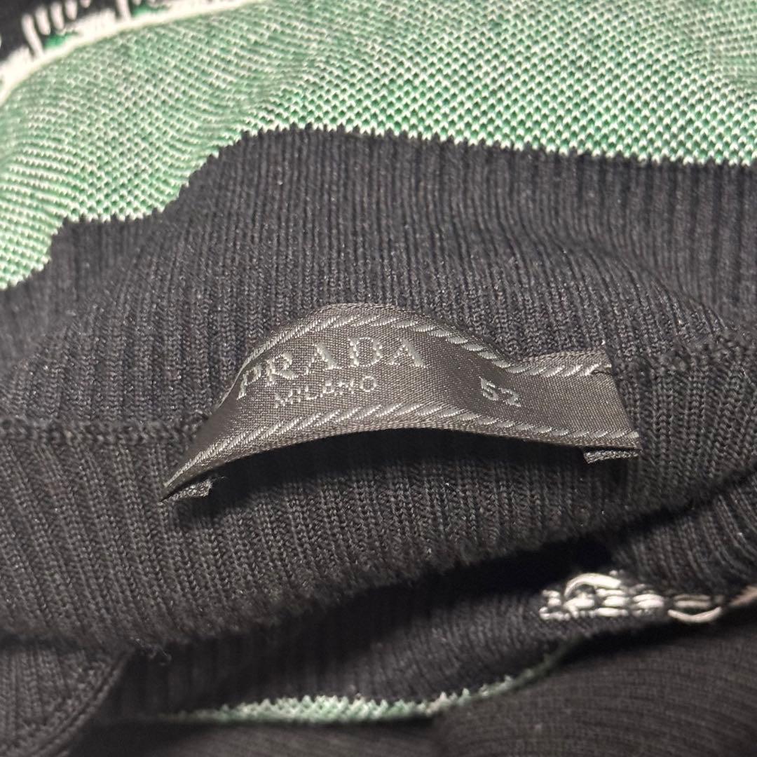 PRADA プラダ　22AW コットンタートルネック　セーター　ニット　ロゴ 黒