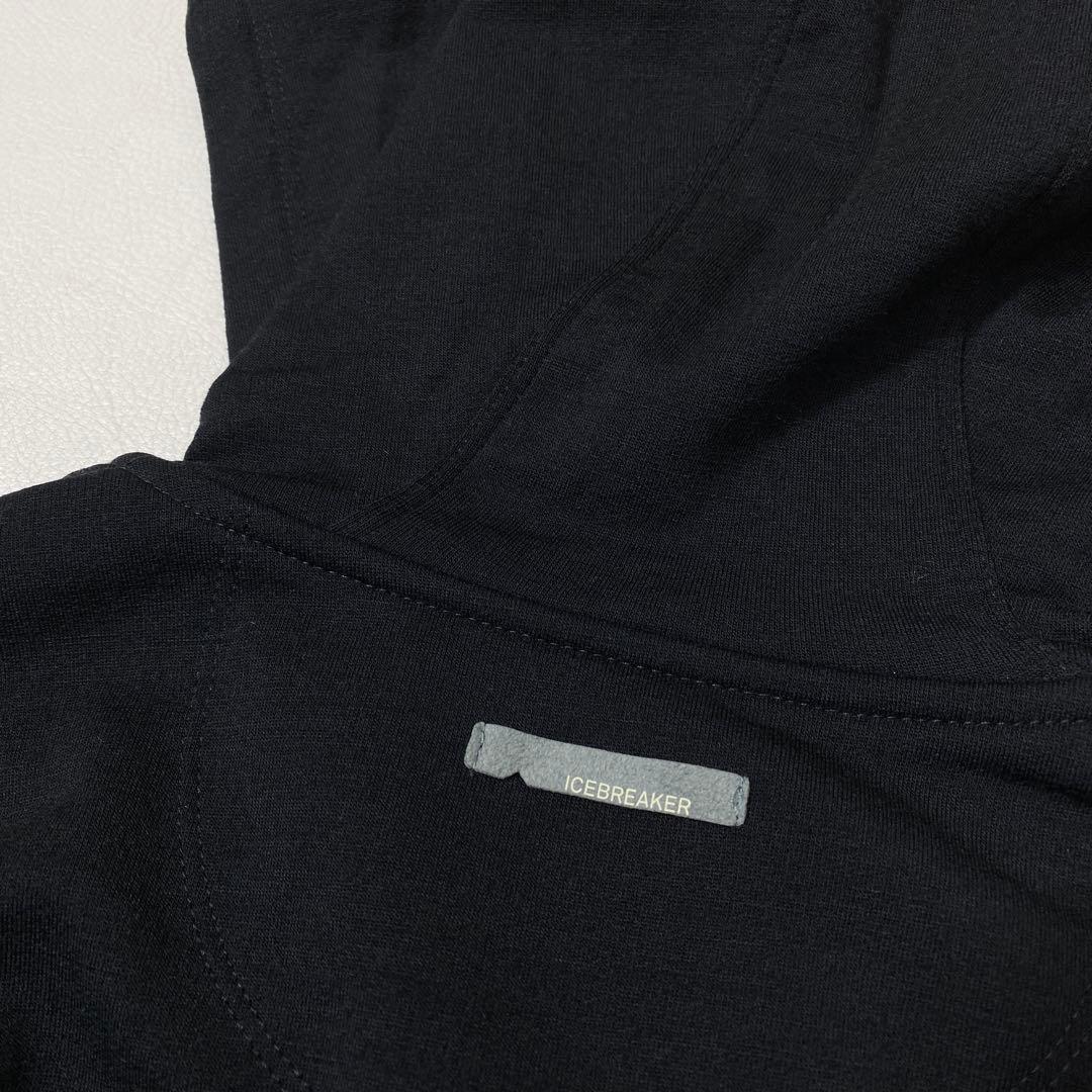 icebreaker メリノウール ジップアップ パーカー 黒