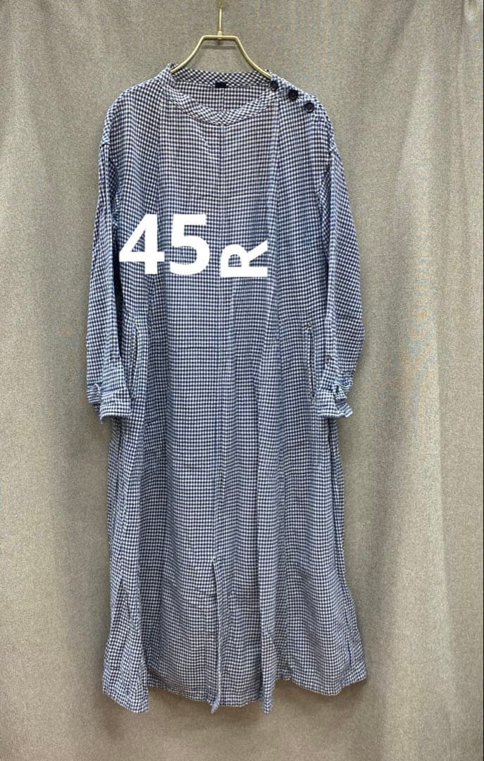 N875♪ 45R ギンガムチェックコットンワンピース