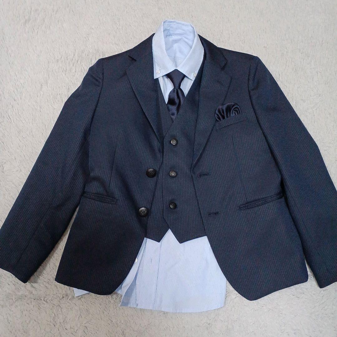 WF ワンダーファクトリー スリーピース フォーマルスーツ 黒ボタン　140