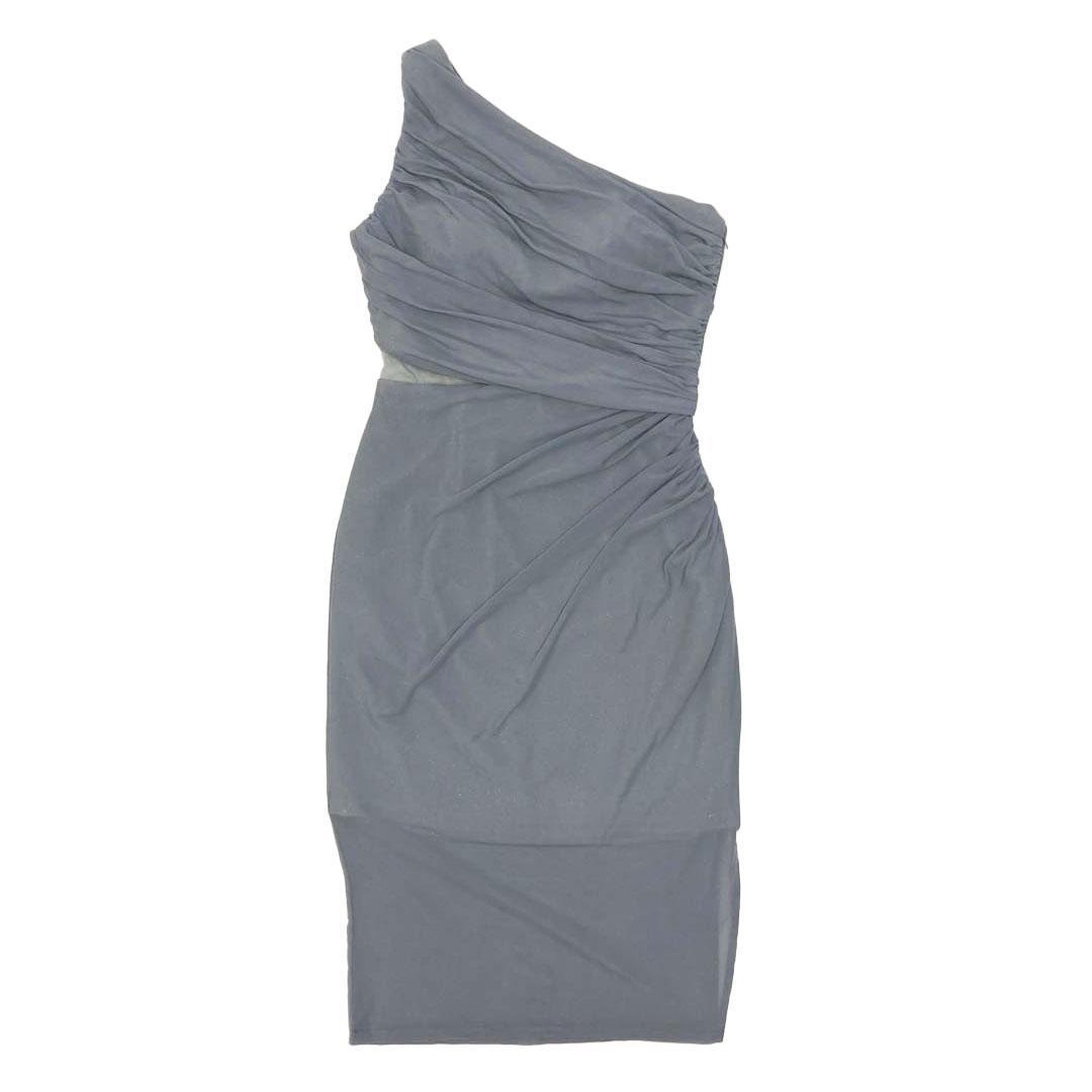 Veautt ヴュート ワンショルダー タイトミディアムキャバドレス グレー
