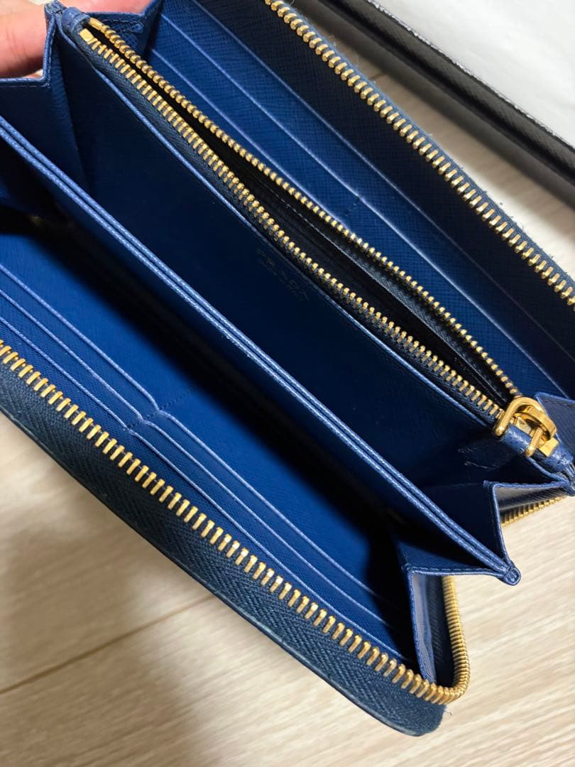 PRADA SAFFIANO SHINE 長財布 ブルー