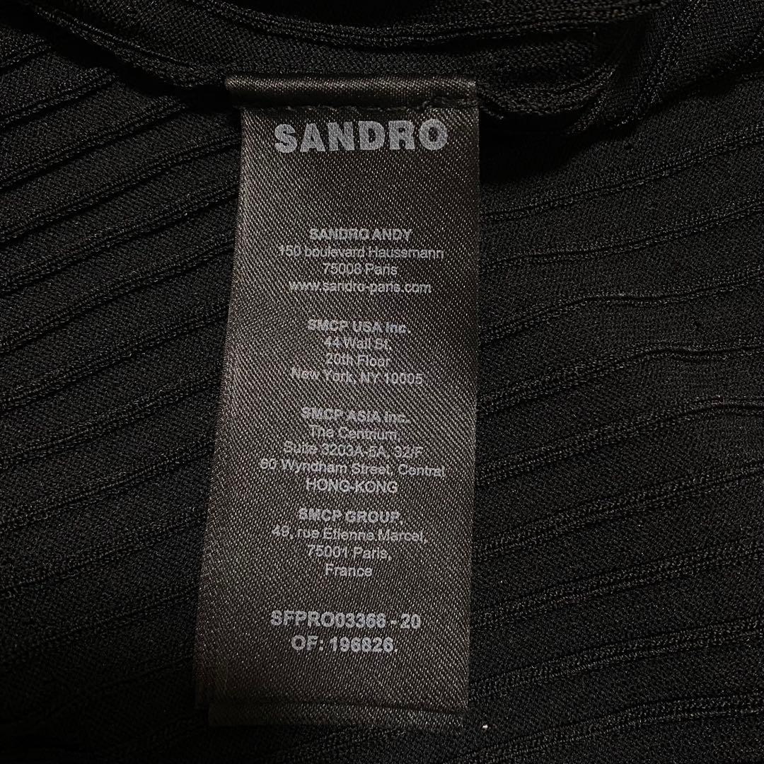 【美品】Sandroサンドロ/リブニットロングワンピース黒34