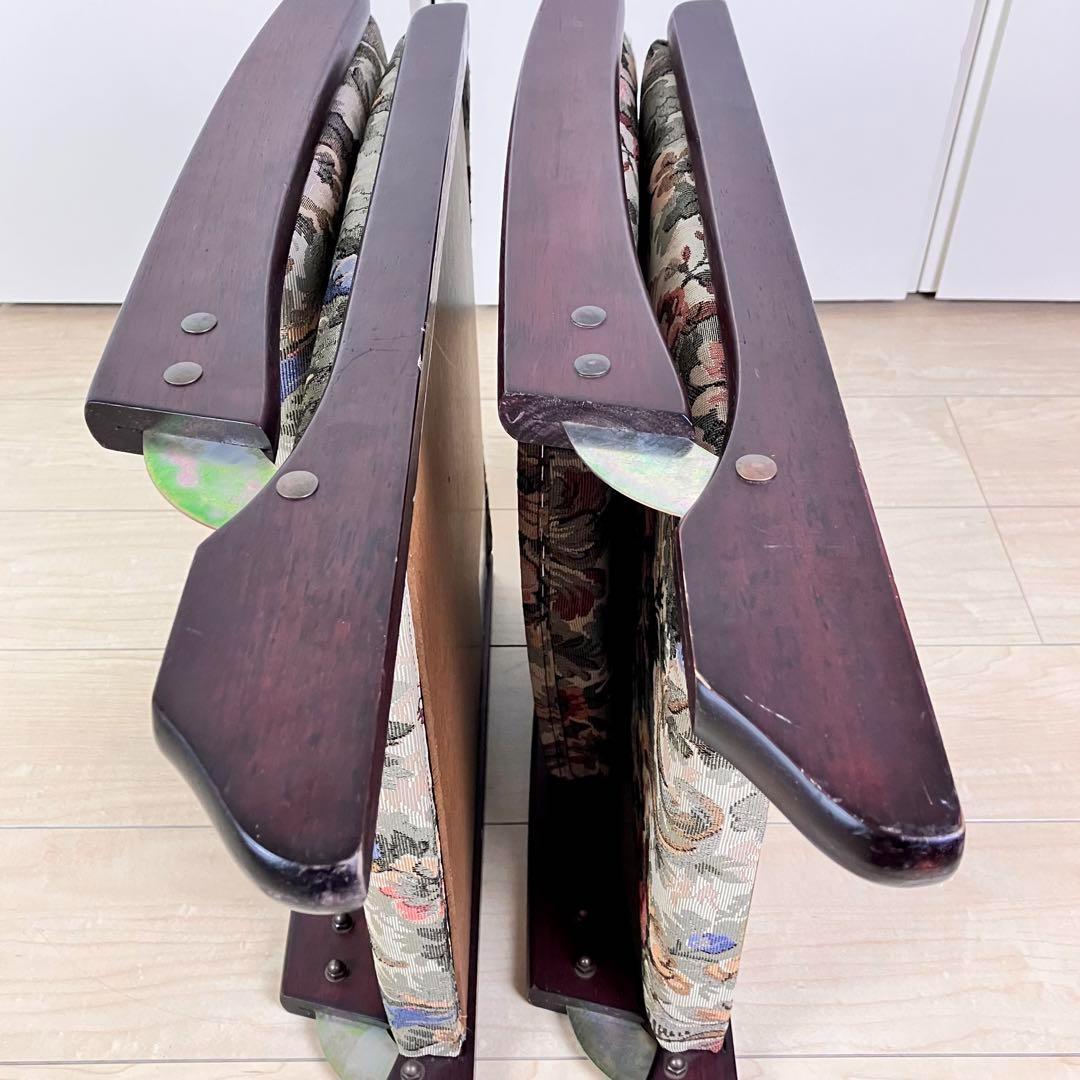 ナカムラ　天然木座椅子 2台セット　ゴブラン織り　花柄　ベージュ系　耐久性