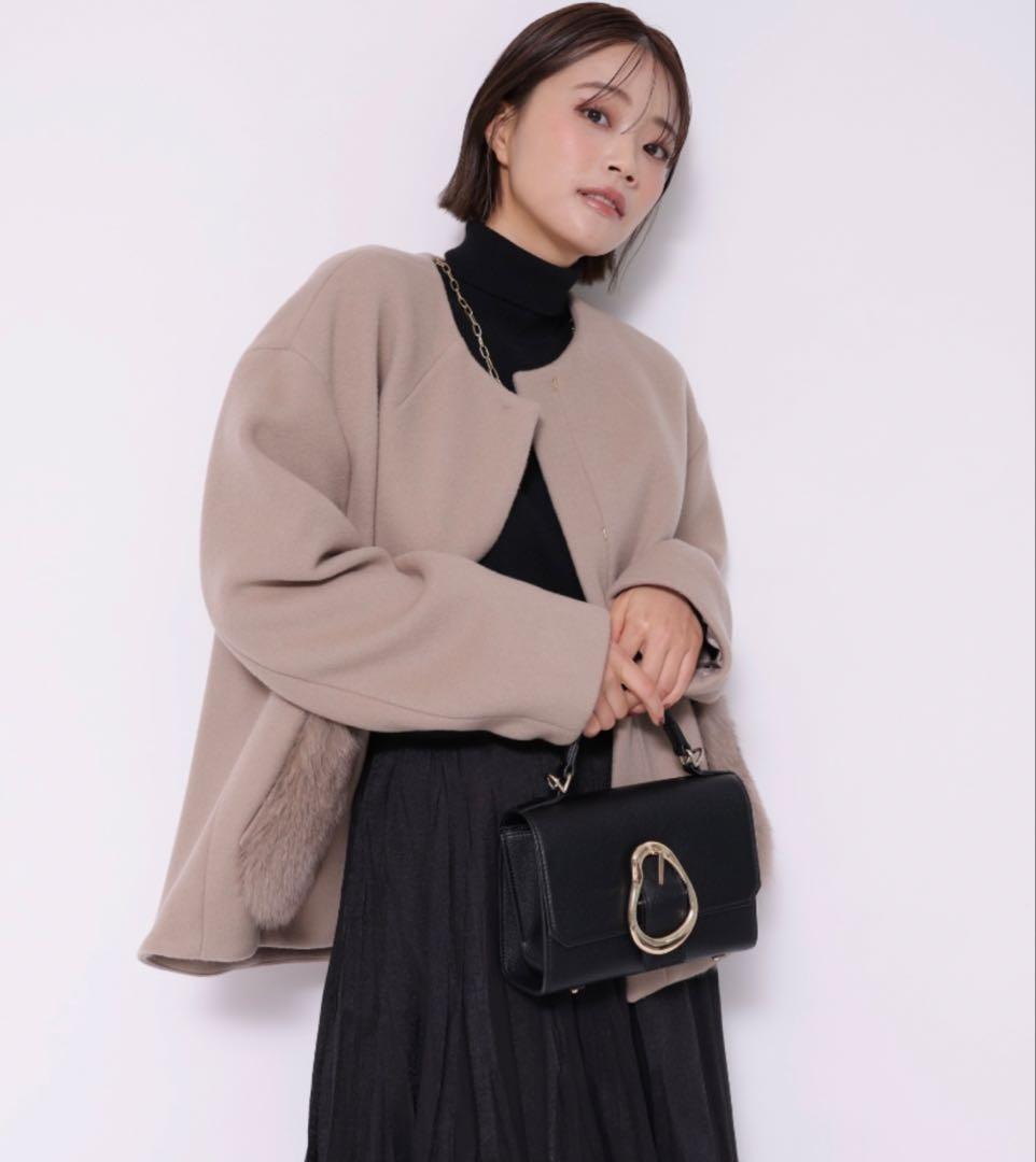 Apuweiser-riche 2WAYポケファーノーカラーコート　キャメル　1