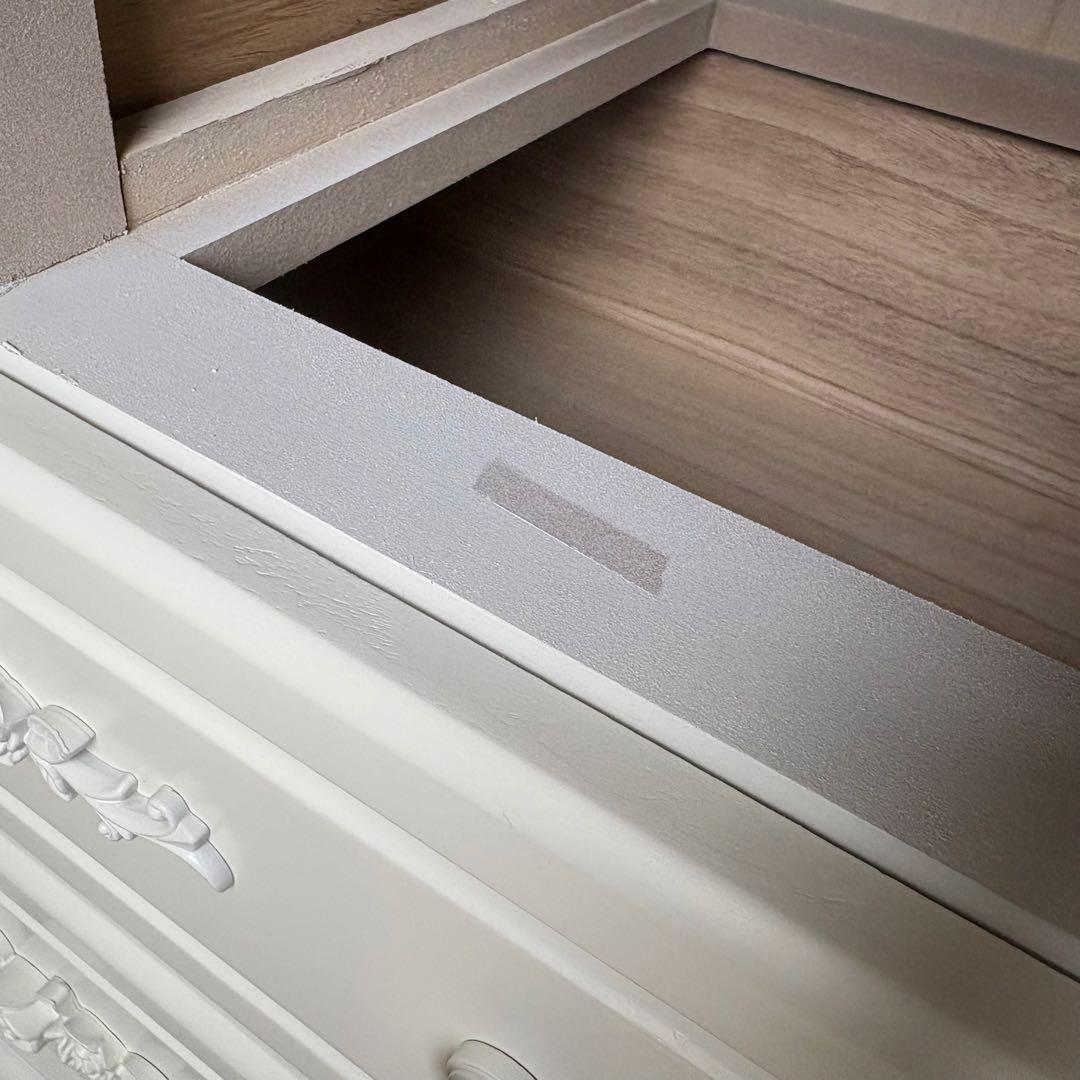 訳あり品！【93】フレンチ調ホワイトチェスト三段四つ引き木製収納家具姫系タンス