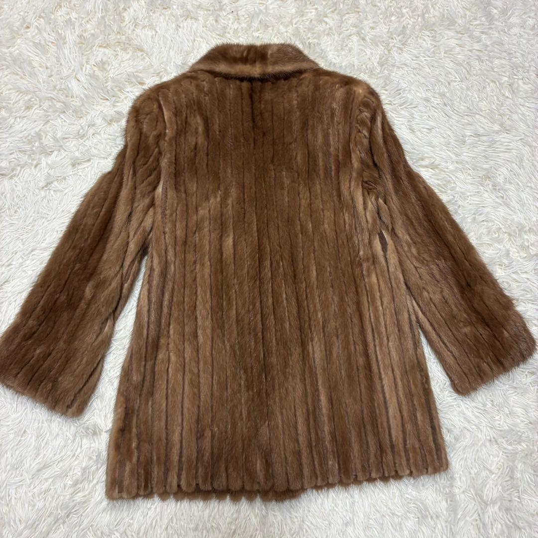 FARLON 毛皮　ファーコート　ミンク　ミドル丈　リアルファー　ブラウン