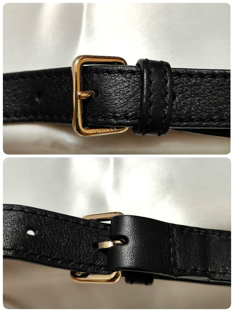 極美品 グッチ ショルダーバッグ GG柄 シマレザー 黒 クロスボディバッグ