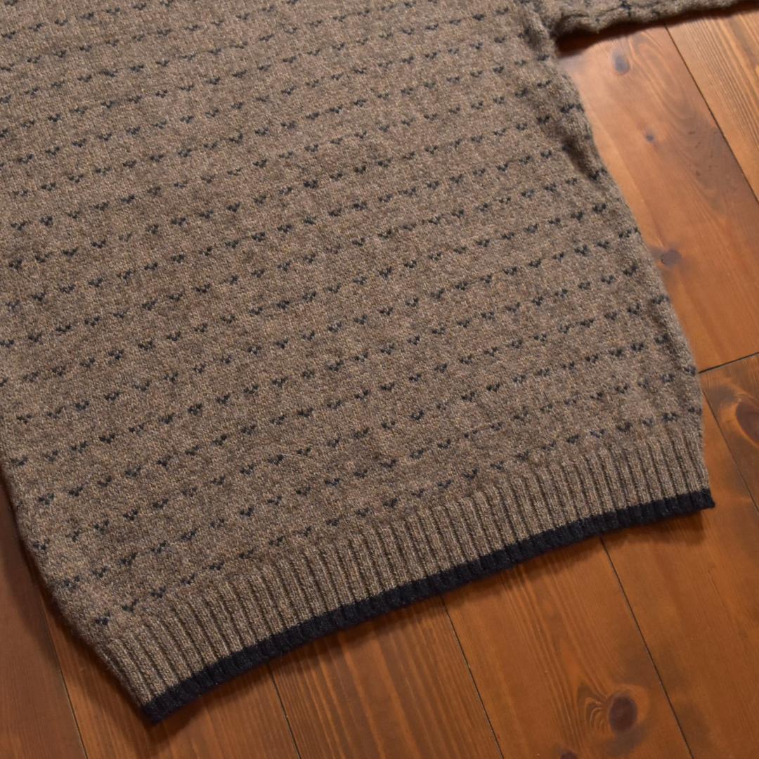 Woolrich バーズアイニットセーター クルーネック ブラウン