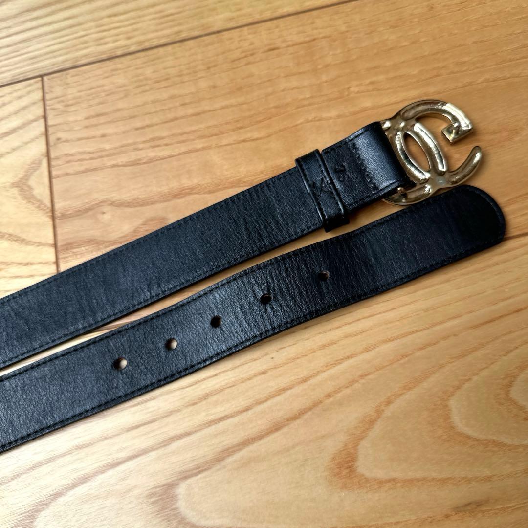 GUCCI ベルト　美品　ヴィンテージ　75 グッチ　黒　レディース　ロゴベルト