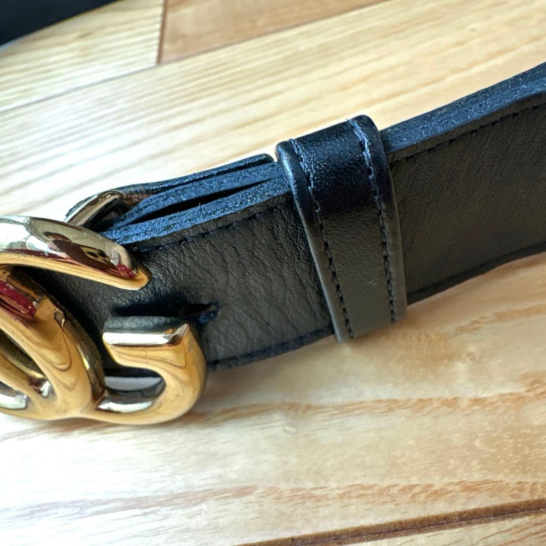 GUCCI ベルト　美品　ヴィンテージ　75 グッチ　黒　レディース　ロゴベルト
