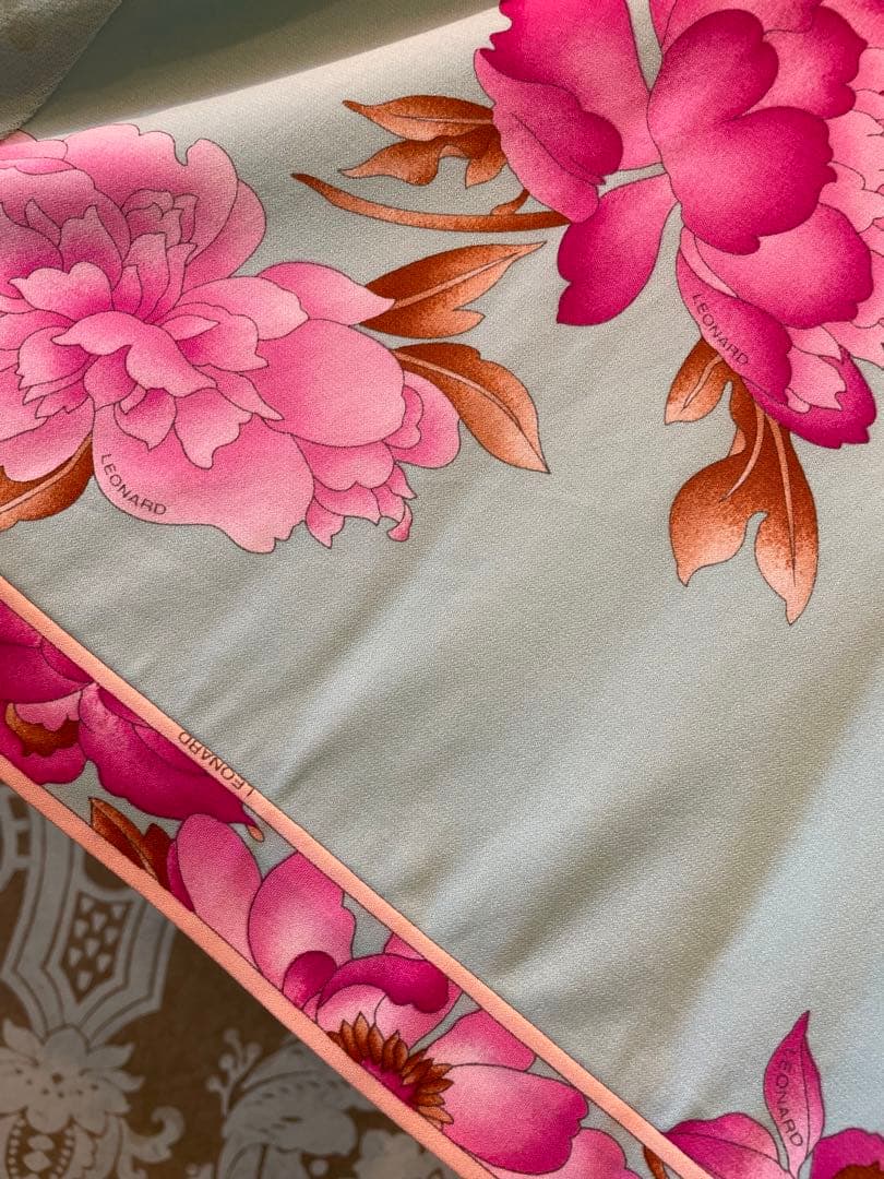 美品　LEONARD レオナール　異素材ミックス　長袖トップス　チュニック38