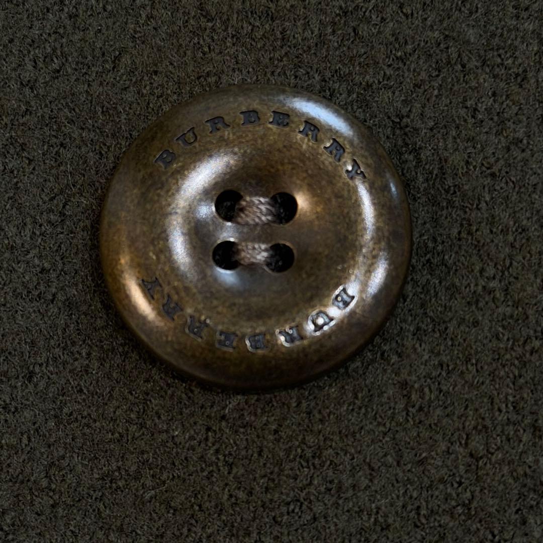 バーバリーロンドン　ポンチョ　ケープコート　ウール　ノバチェック　レザー　カーキ