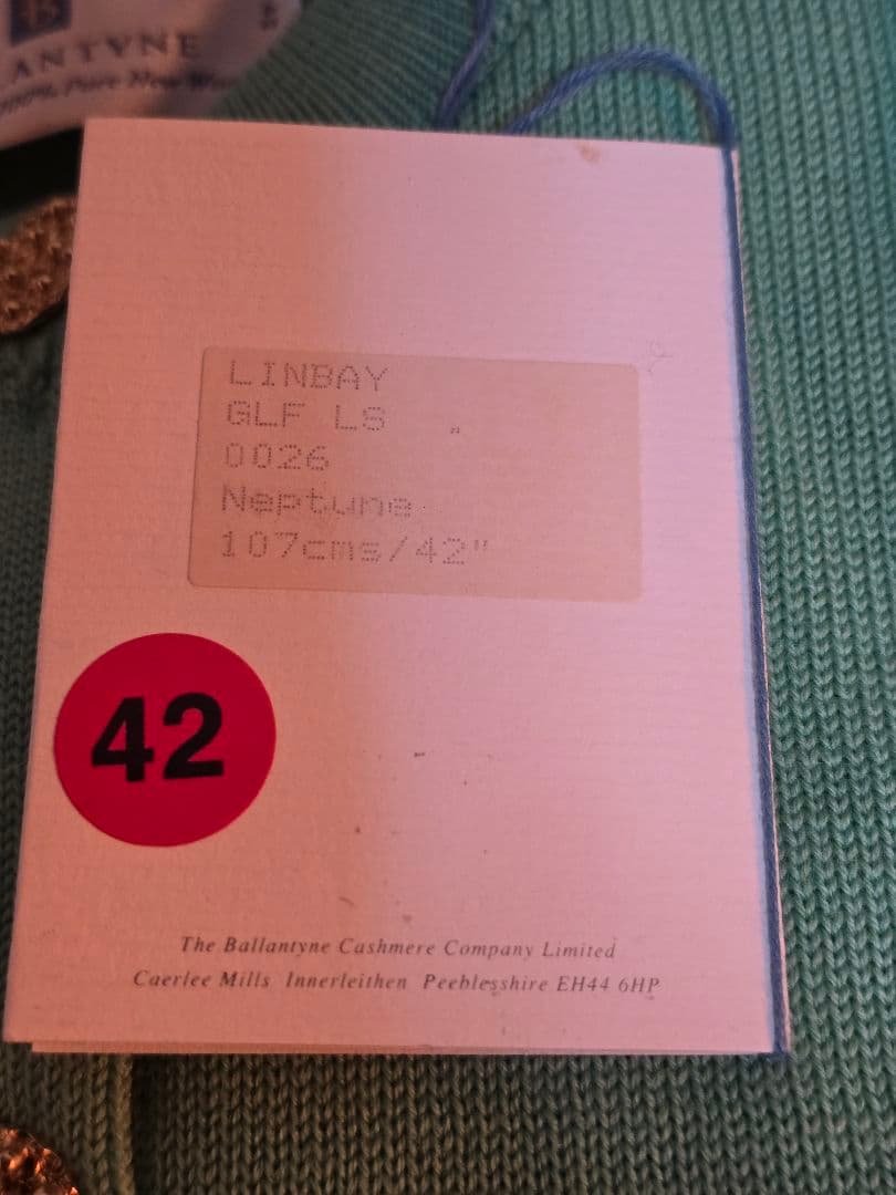 #1864 BALLANTYNE 長袖カーディガン 42インチ ミントグリーン