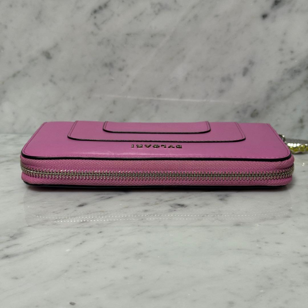 BVLGARI ブルガリ 長財布 本革 ピンク セルペンティ ラウンドジップ