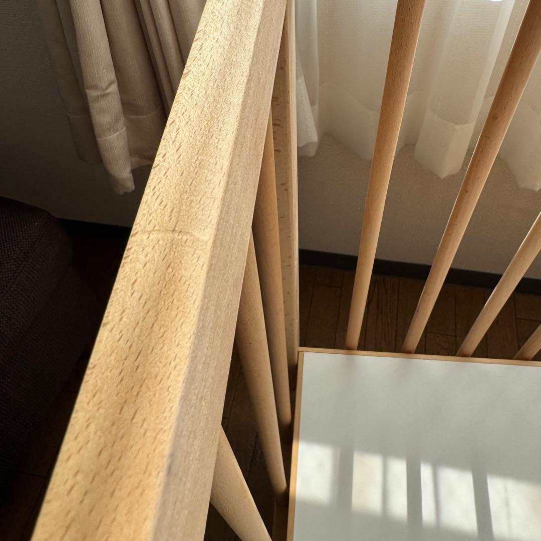 再値下げ【学習机にもできる】木製　ベビーベッド キャスター付き　高さ調節可