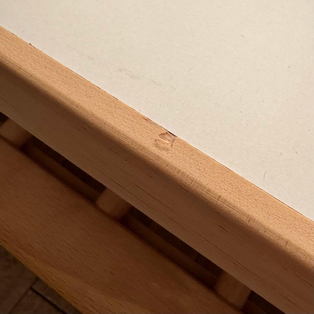 再値下げ【学習机にもできる】木製　ベビーベッド キャスター付き　高さ調節可