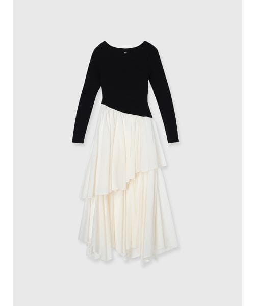 新品タグ付　anuans ボートネックイレギュラーヘムドッキングニットワンピース