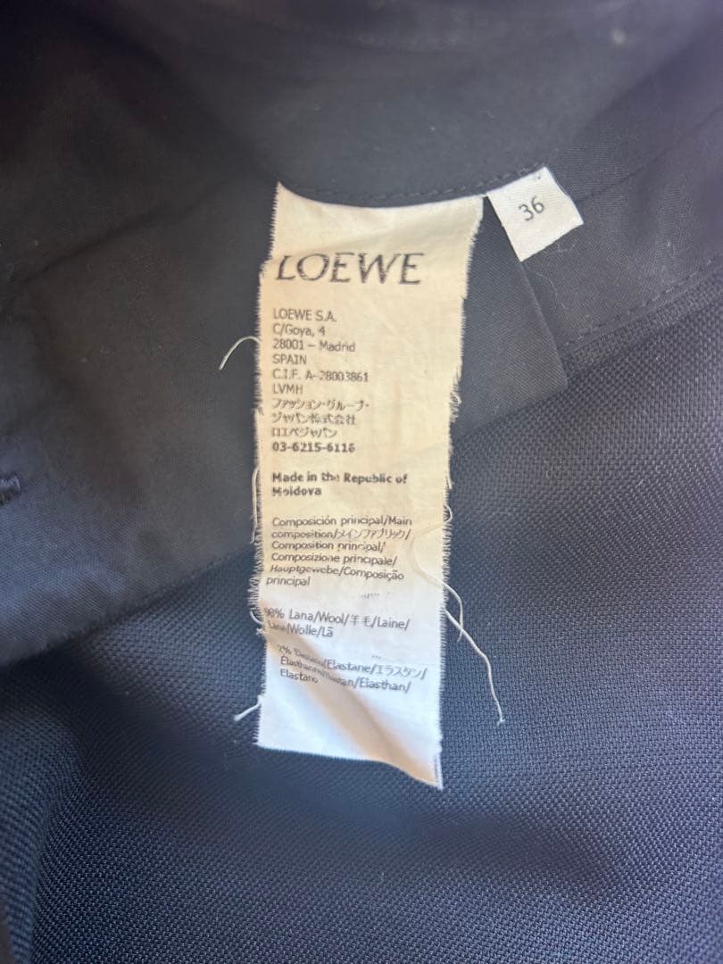 loewe wool wide straight スラックス black