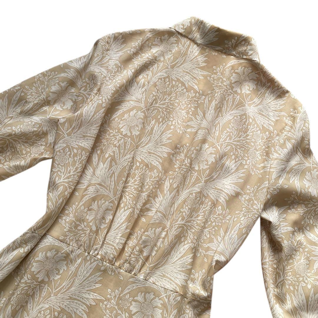 マッキントッシュロンドン　シャツワンピース　ボタニカルプリント　総柄　ベージュ