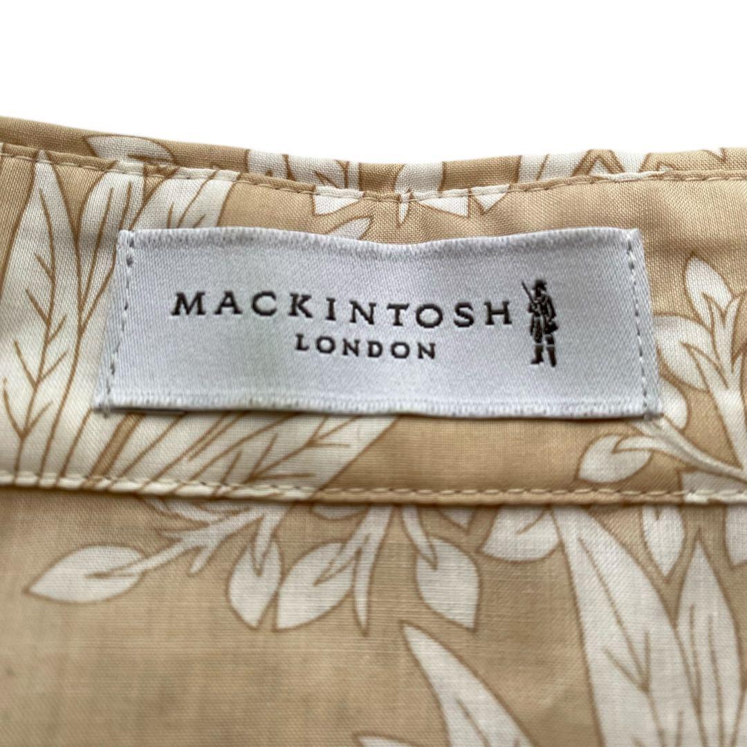 マッキントッシュロンドン　シャツワンピース　ボタニカルプリント　総柄　ベージュ