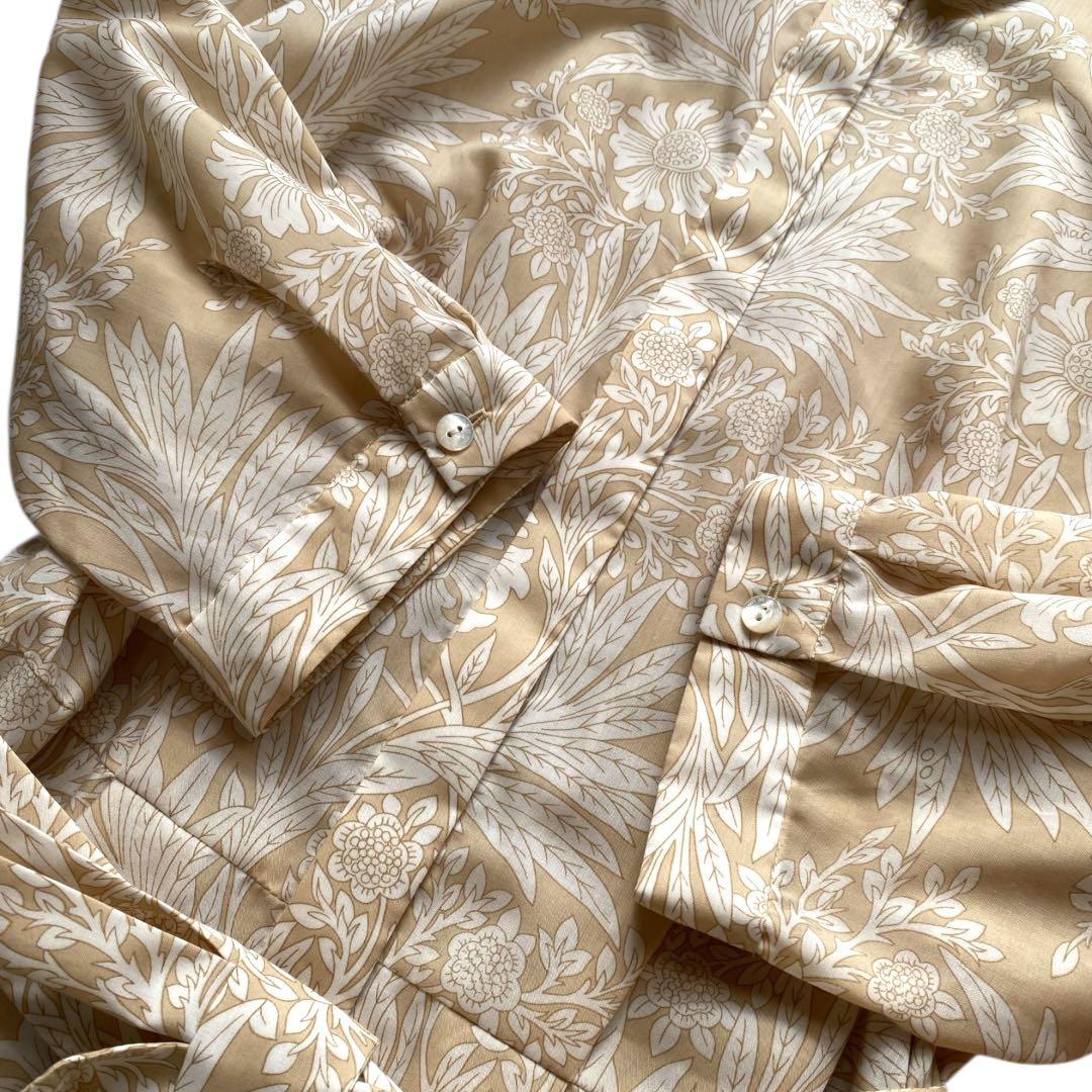 マッキントッシュロンドン　シャツワンピース　ボタニカルプリント　総柄　ベージュ