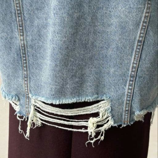 【タグ付新品】オーバーサイズ デニムジャケット ショート丈ダメージGジャン