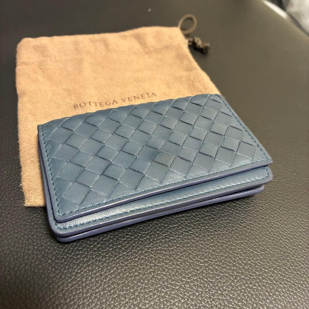 ボッテガ　Bottega Veneta 名刺入れ　青色(ブルーグリーン)