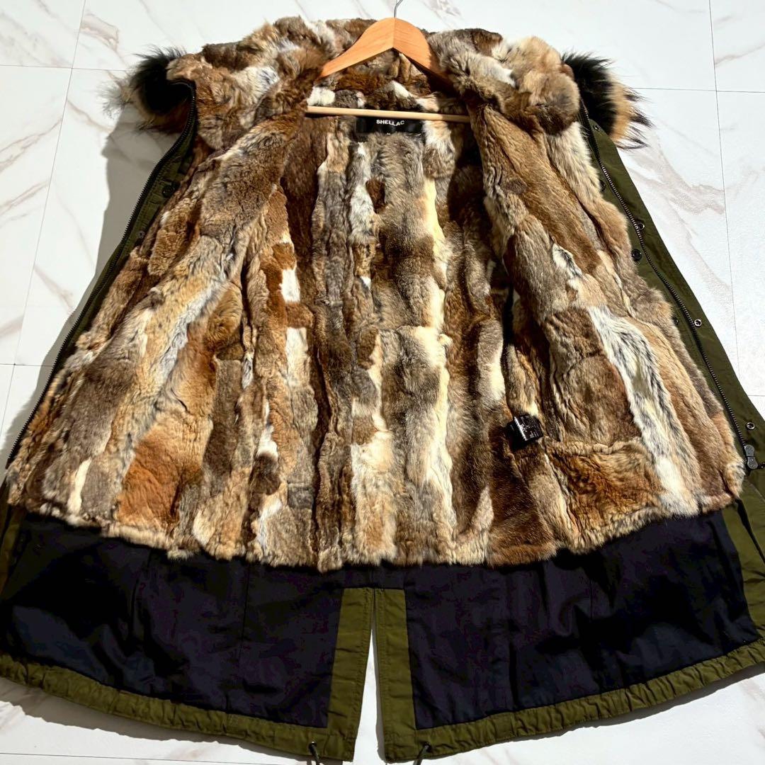 【美品】シェラック モッズコート ラビットファーライナー ラクーン 4way
