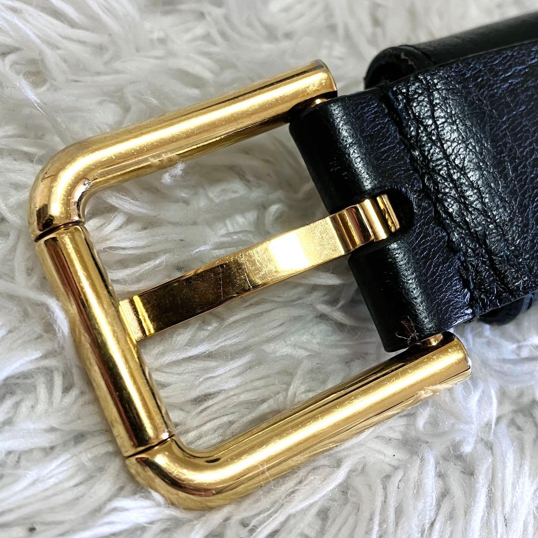 美品 ドルチェアンドガッバーナ ゴールドプレート ベルト ブラック レザー