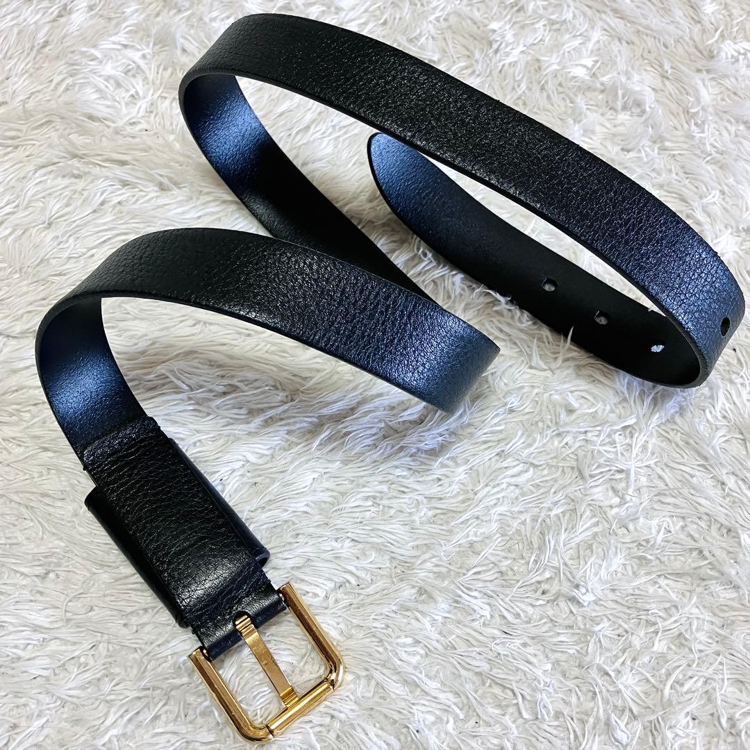 美品 ドルチェアンドガッバーナ ゴールドプレート ベルト ブラック レザー