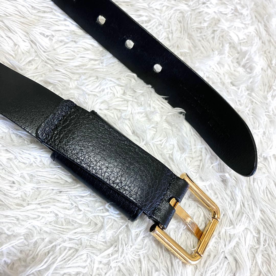 美品 ドルチェアンドガッバーナ ゴールドプレート ベルト ブラック レザー