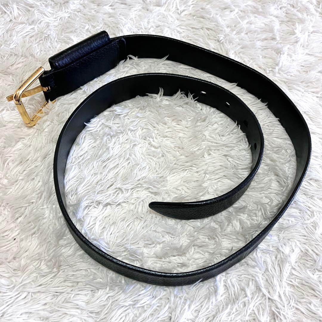 美品 ドルチェアンドガッバーナ ゴールドプレート ベルト ブラック レザー