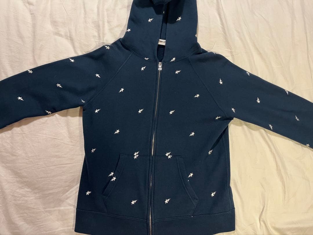 A BATHING APE ネイビー 星柄刺繍 希少 フルジップパーカー