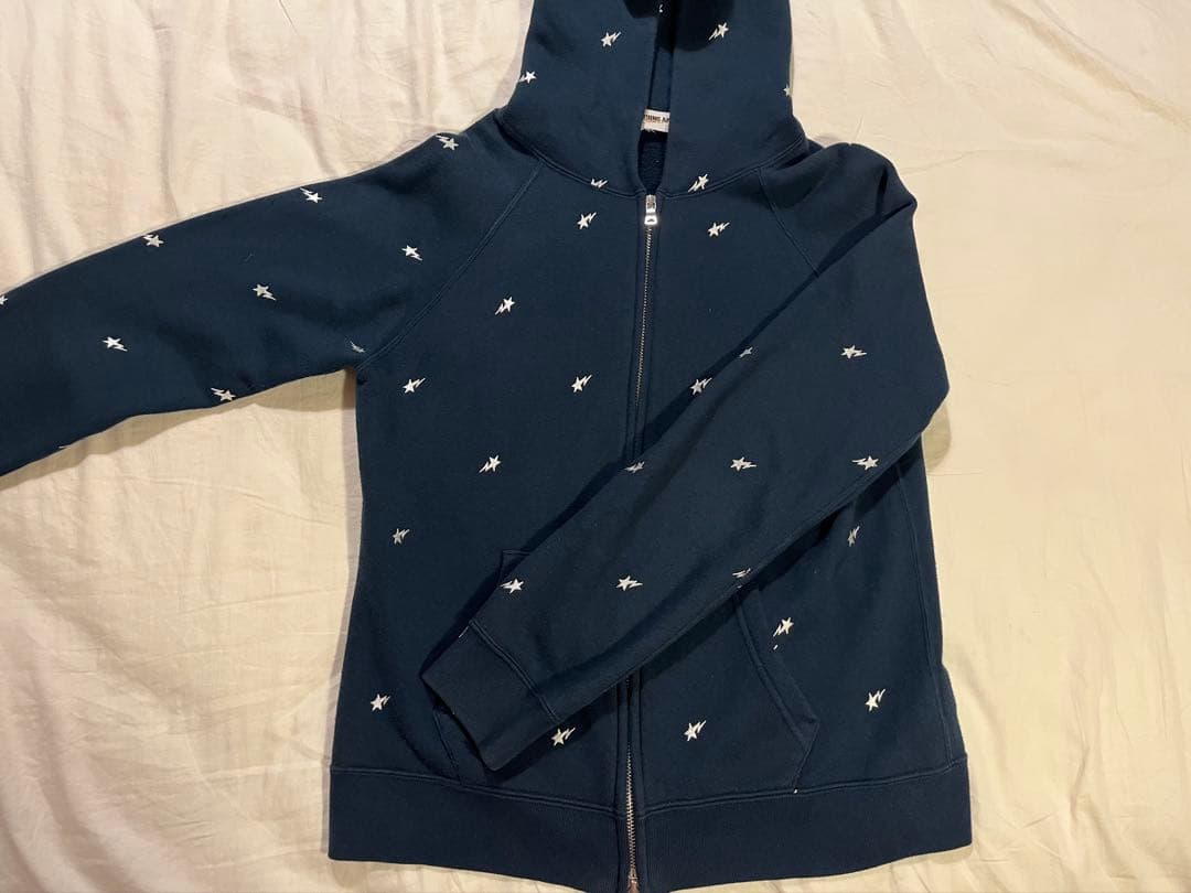 A BATHING APE ネイビー 星柄刺繍 希少 フルジップパーカー