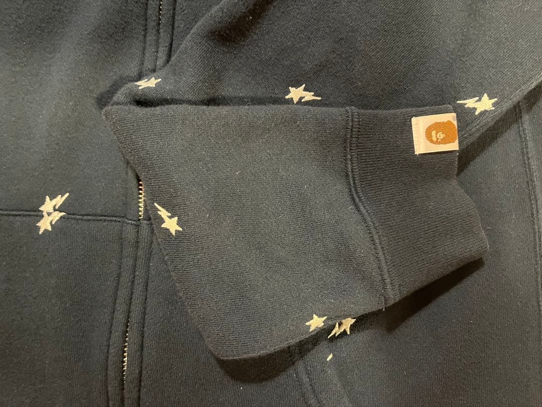 A BATHING APE ネイビー 星柄刺繍 希少 フルジップパーカー