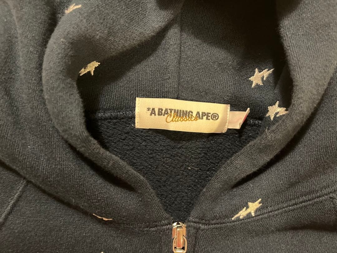 A BATHING APE ネイビー 星柄刺繍 希少 フルジップパーカー