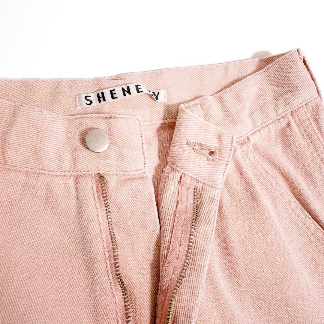 美品 SHENERY ペインターデニムパンツ ワイド ゆったり ピンク