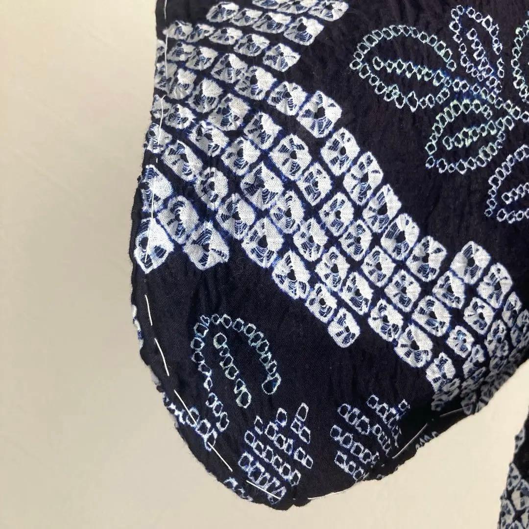 かのん 有松絞り・蜘蛛絞り　浴衣　しつけ糸付　未使用　手縫い　N120